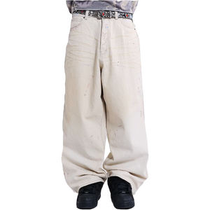 Vaqueros personalizados con efecto pintado a rociador, vaqueros rectos holgados para hombre, pantalones blancos de estilo urbano para hombre - Product Image 1