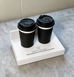 Eco Friendly Kraft <b>Paper</b> Double Cup Holder <b>Tray</b> Custom Takeout Beverage Carrier Packaging Base for Hot Cold Drinks - Product Image 5