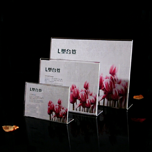 Desktop L-Shape Clear Acrylic Menu Holder Custom Size Tabletop Menu <b>Stand</b> for Restaurant and Cafe - Product Image 1