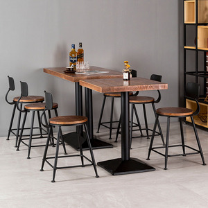 Bàn ăn gỗ hiện đại nhà hàng đồ nội thất phong cách công nghiệp sắt Stackable Vintage Bistro bàn ghế Bộ - Product Image 4