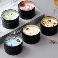 Lilin Aroma Bunga Ylang Kering Kaleng Hitam Lilin Kristal Wangi Lilin Aman dari Lilin Kedelai Penenang Tidur untuk Meja Kerja Hadiah Universal Kelas Atas