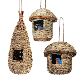 USMILEPET Tissé à la main solide motif paille nid d'oiseau pour perroquet éclosion et élevage jardin approvisionnement colibri oiseau pelouse maison - Product Image 1