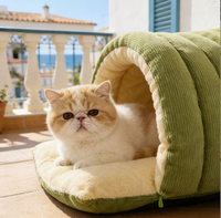 Nouveau lit pour chat automne-hiver : Maison pour chat fermée, amovible et lavable, pour la sécurité et la chaleur hivernale, nid de sommeil pour animaux de compagnie.