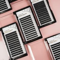 Plateaux d'extensions de cils en gros, faciles à éventail, volume classique, courbures C, D, CC, DD, extensions de cils individuelles