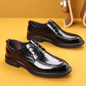 Chaussures en cuir de luxe basses à lacets en cuir à bout rond pour hommes d'affaires décontractées et élégantes - Product Image 4