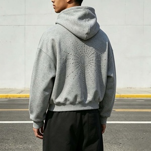 Sweat à capuche oversize personnalisé pour homme, 100% coton, avec fermeture éclair et clous, style streetwear - Product Image 6