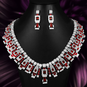 T269S Fashion African Dubai Bridal Necklace Trendy 2PCS Luxury Purple Statement Jewelry <b>Sets</b> <b>Women</b> Wedding Party Engagement <b>Gift</b> - Product Image 5