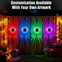 Lampes solaires de jardin Mandala RGB, appliques murales en métal changeant de couleur, imperméables, décoratives pour l'extérieur
