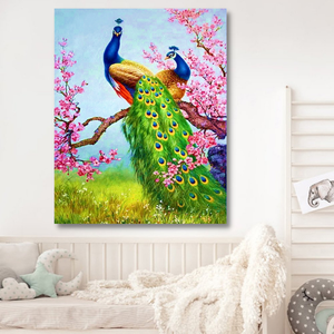 RTS Peacock Mosaic 5D Diamond Painting Couple Animal Diamond Painting Kit pour Wall Art - Product Image 2