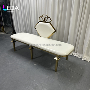 LEDA Factory Direct Nouveau design Canapé deux places en acier inoxydable blanc et or avec diamants pour décoration de scène de mariage et événements - Product Image 3