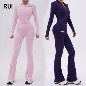 Top Deportivo RUIQUWIN Personalizado, Ajustado, Elástico en Cuatro Direcciones, de Secado Rápido, sin Mangas, para Yoga y Fitness, con Pantalones Acampanados de Cintura Alta para Mujer, para Gimnasio y Yoga - Product Image 1
