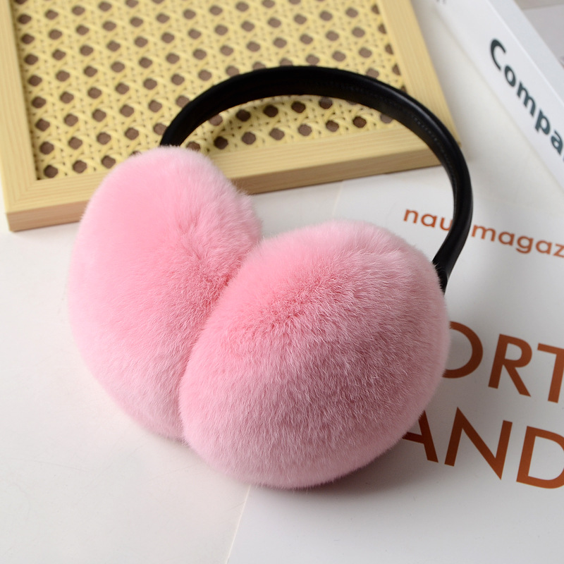 Logo Add Rabbit Fur Plush Ear Muff 100% Real Natural Fur Earmuffs
