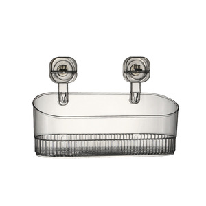 <b>Suction</b> Cup Storage Rack Oval Transparent Durable Wall Mounted Bathroom <b>Shelf</b> Drainage Hanging Basket - Product Image 5
