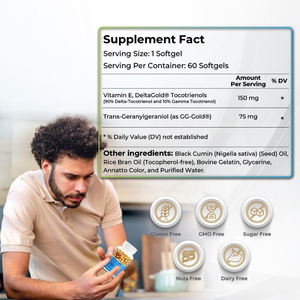 Tocotriénols et trans-geranylgeraniol de vitamine E de haute qualité – Protection antioxydante et énergie cellulaire – Gélules molles - Product Image 2