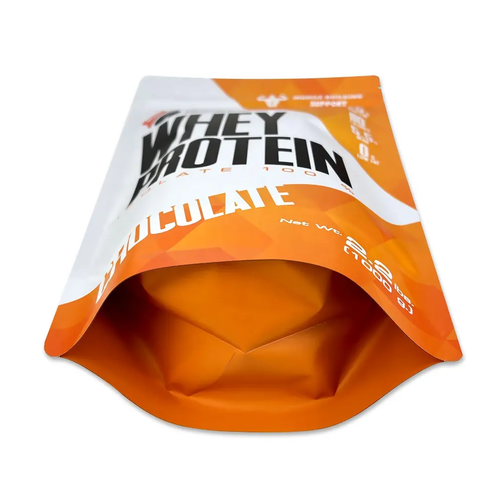 Supplemento sacchetto di imballaggio in polvere di proteine di Moringa sacchetti Stand Up stampati personalizzati Doypack con chiusura lampo