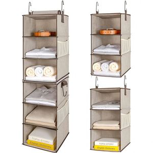 Dos Organizadores Colgantes Separables de 3 Niveles, Bolsa de Almacenamiento Plegable de Tela para Colgar Sobre la Puerta para Ropa - Product Image 1