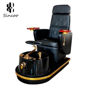 Fauteuil de pédicure électrique en verre noir et or, prix d'usine, avec siège rotatif couleur personnalisable, pour salon de manucure - Product Image 1