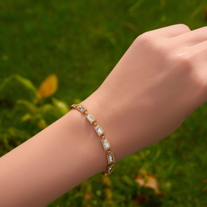 Pulsera de Cristal Chapada en Oro, Acero Inoxidable 316L, Joyería Sostenible y Resistente - Product Image 3