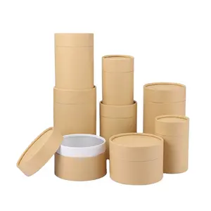 批发时尚棕色礼品纸牛皮纸纸板不可折叠纸箱管圆筒茶叶包装盒