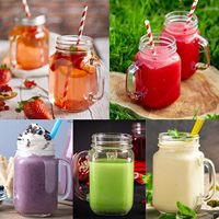 Verres à boire avec poignée de 16 oz, bocaux Mason avec couvercles de 480 ml, verres réutilisables pour les overnight oats, mugs à bière pour les smoothies