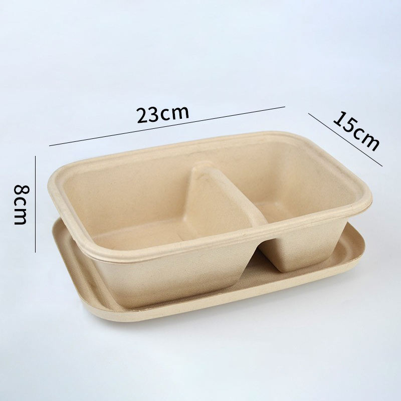 1000มล. 2-กริดพร้อมฝาปิดเยื่อกระดาษ