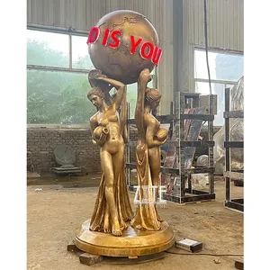 户外装饰黄铜雕塑全尺寸青铜世界是你的雕像