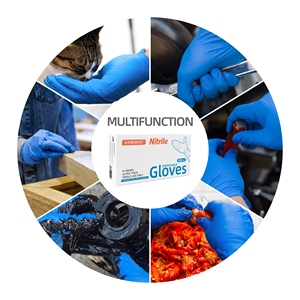 Poignée alimentaire <span class=keywords><strong>ou</strong></span> usage industriel poudre latex sécurité travail bleu <span class=keywords><strong>nitrile</strong></span> <span class=keywords><strong>gants</strong></span> jetables - Product Image 6
