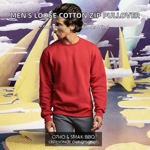 Sweat-shirt d'hiver en coton uni pour homme, coupe classique, épaules personnalisées, pull à col montant, anti-boulochage, coupe-vent - Product Image 2