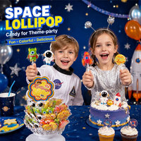 Sucettes sur le thème de l'espace, sucettes en forme de fusée et de planète 3D, bonbons durs fruités colorés pour les enfants, fête spatiale, vente en gros