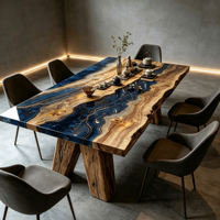 Table à manger en bois massif naturel avec résine époxy, meubles pour la maison, la villa, le restaurant, le bar, le salon