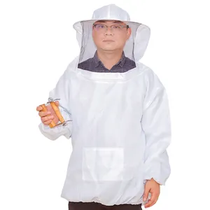 White Fencing and Round Veil Bee Jacket Ventilated Beekeeping clothes Suit for Protecting