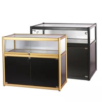 Vitrine à bijoux en verre trempé et métal avec éclairage LED, vitrine rectangulaire pour montres et vitrine en verre