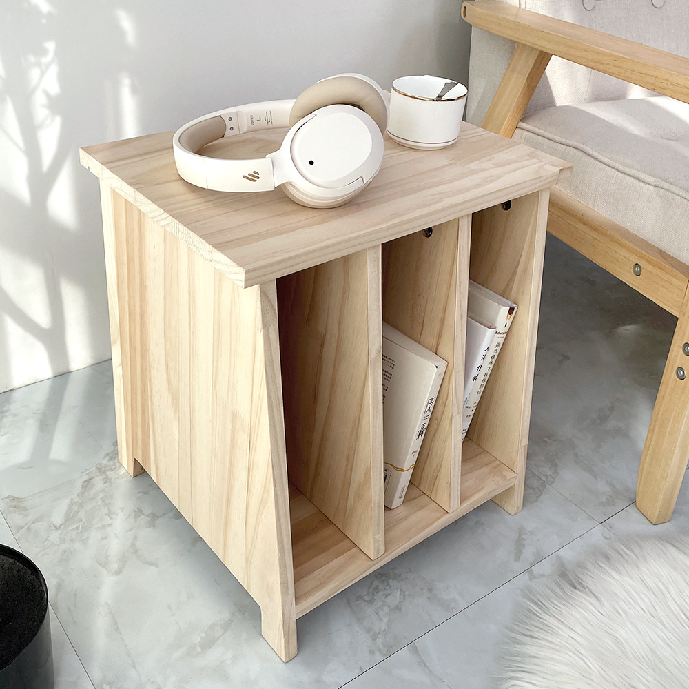 Прикроватный столик из массива дерева, домашний маленький шкаф для хранения в простой решетке для спальни