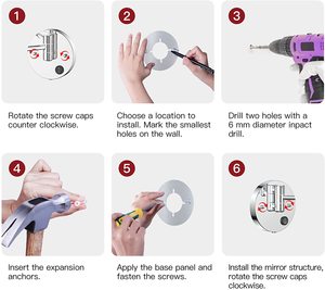 Đèn LED Treo Tường 9 "Có Thể Mở Rộng Hai Mặt Được Chiếu Sáng 10X Gương Trang Điểm Phóng Đại Được Cung Cấp Bởi Phích Cắm - Product Image 6