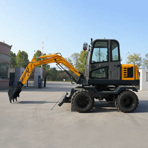 Mini-excavatrice sur pneus CE EPA 5 roues, excavatrice hydraulique de 4 tonnes, mini-pelle multifonctionnelle sur pneus - Product Image 1