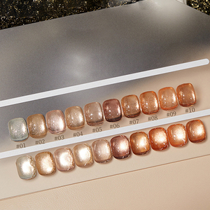 AILANU0 El más nuevo conjunto de colección de gel de ojo de gato estrellado único 10 colores Summer Diamond Cat Eye Gel Esmalte de uñas con libro de color único - Product Image 3