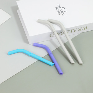 Silicone Folding <b>Straw</b> <b>Reusable</b> Bendable Food Grade Portable Drinking <b>Straws</b> For Outdoor Juice Beverage Use - Product Image 1