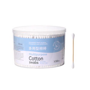 Hisopos de algodón de doble punta Lmltop, 500 unidades, con punta redonda y varilla de bambú para maquillaje, limpieza y cuidado diario. - Product Image 2