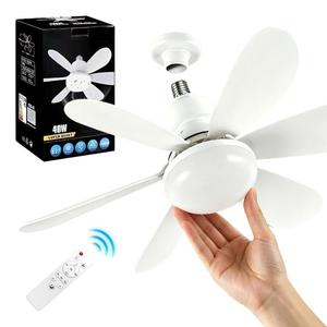 0728 Easy Setup Lightweight Ceiling Fan 2 In1 Retacable Multifunctional Bulb E27 Screw Base Dimmable <b>Socket</b> for Dining Room - Product Image 2