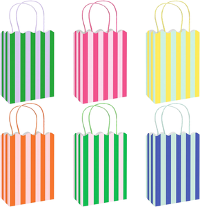 Bolsas de Regalo de Papel Kraft Hechas a Mano, Ecológicas, Biodegradables, Coloridas y de Lujo, con Asas, Bolsas de Dulces con Rayas en Forma de Abanico, para Fiestas y Regalos - Product Image 1