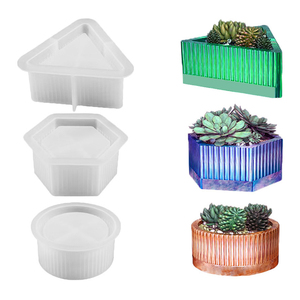 3D barato elaborado fácil fino línea Vertical superficie trigonometría forma silicona DIY resina olla jarrón vela tarro molde - Product Image 5