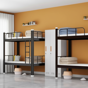 <span class=keywords><strong>Lit</strong></span> superposé double en métal moderne réglable, robuste, gain de place, design à pieds hauts pour école, hôtel, appartement, atelier - Product Image 2
