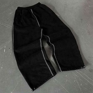 <span class=keywords><strong>Pantaloni</strong></span> da Jogging Personalizzati da Uomo a Righe <span class=keywords><strong>con</strong></span> Cuciture a Contrasto, Gamba Larga, Stile Flare, Casual <span class=keywords><strong>in</strong></span> Cotone <span class=keywords><strong>con</strong></span> Vita Elastica - Product Image 3