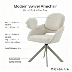 Modern Fabric Living Room <b>Chair</b> with Metal Legs Solid Back Gray and <b>Brown</b> Contemporary Design 37823-DK4048K - Product Image 4