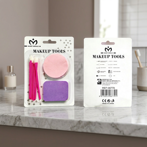 Juego de Brochas de Maquillaje Modernas, Brocha para Labios y Esponja de Maquillaje Cuadrada y Redonda de Plástico, Paquete Promocional de 12 Piezas con Impresión Offset - Product Image 3