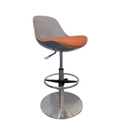 Tabouret de bar ergonomique contemporain à vérin à gaz, réglable en hauteur, pivotant, avec base en métal poli, stable pour comptoir de bar à domicile