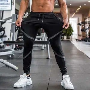 Unisex yığılmış ter pantolon özel spor Fitness koşu pantolonları erkek sıkıştırma spor pantolon toptan boş Jogger