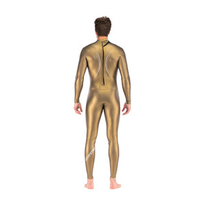 DIVESTAR Neopreno Personalizado 3MM Color Dorado Smoothskin Cremallera Trasera Impermeable Triatlon Traje de Buceo Libre para Hombres - Product Image 3