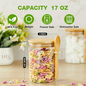 Récipients d'avoine <span class=keywords><strong>de</strong></span> nuit avec couvercles et cuillères Pot <span class=keywords><strong>de</strong></span> préparation <span class=keywords><strong>de</strong></span> repas à salade avec couvercles en bambou pour céréales à salade <span class=keywords><strong>de</strong></span> pouding aux graines <span class=keywords><strong>de</strong></span> <span class=keywords><strong>chia</strong></span> - Product Image 2