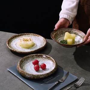 Guangzhou <span class=keywords><strong>Hefa</strong></span> Cerámica Venta al por mayor Restaurante japonés Retro Vajilla Japandi Wabi Sabi Vajilla Novedad Irregular Ensaladeras - Product Image 5